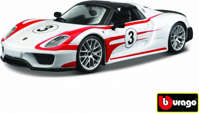 Kovový model auta 1:24 Porsche 918 Weissach – bílá