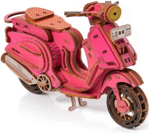Little Story 3D dřevěná skládačka motocyklu Sting Scooter růžový