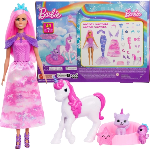 Barbie Dreamtopia adventní kalendář s panenkou a doplňky – 24 překvapení