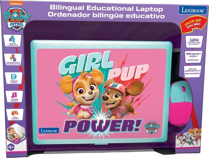 Lexibook česko‑anglický vzdělávací notebook růžový PAW PATROL, 124 aktivit