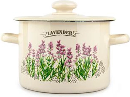 Smaltovaný hrnec s poklicí 2 l Levandule
