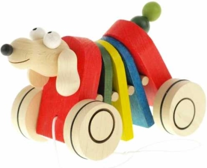 Dřevěná tahací hračka Pes klapací