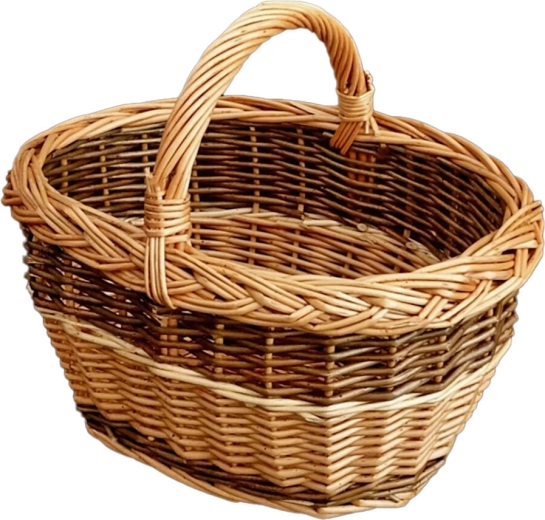 Dětský oválný proutěný koš na houby 30 × 20 × 25 cm, lakovaný