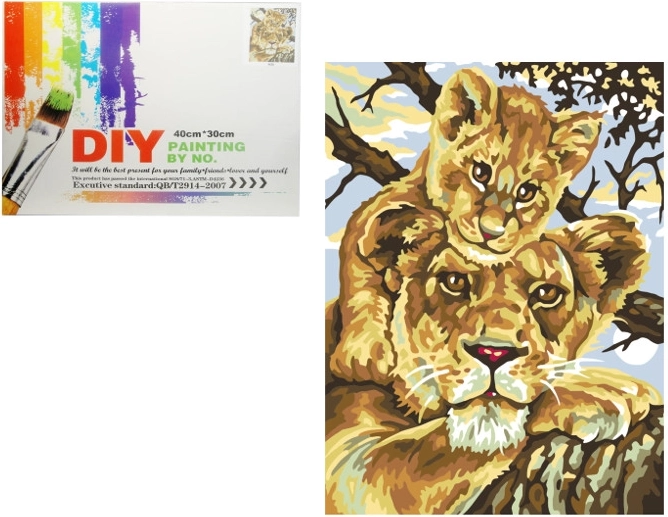 Malování podle čísel – lvice s mládětem