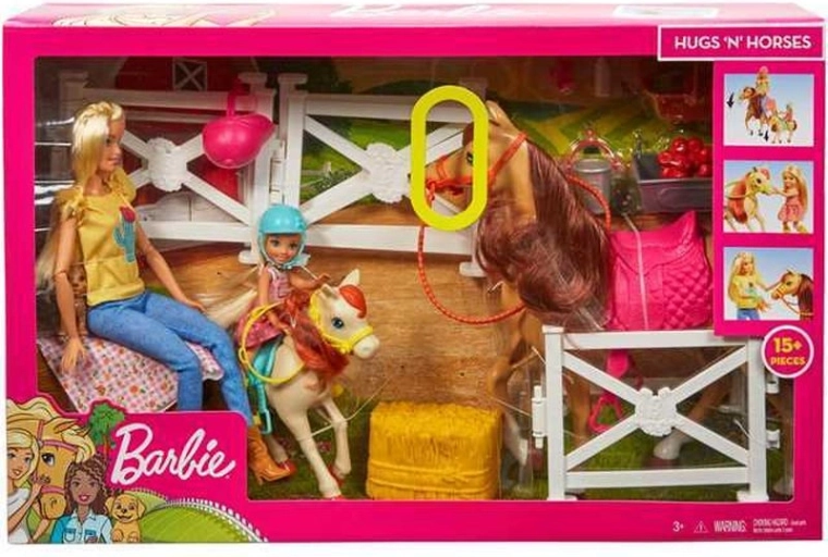 Barbie stáj s koňmi, panenkami Barbie a Chelsea a doplňky