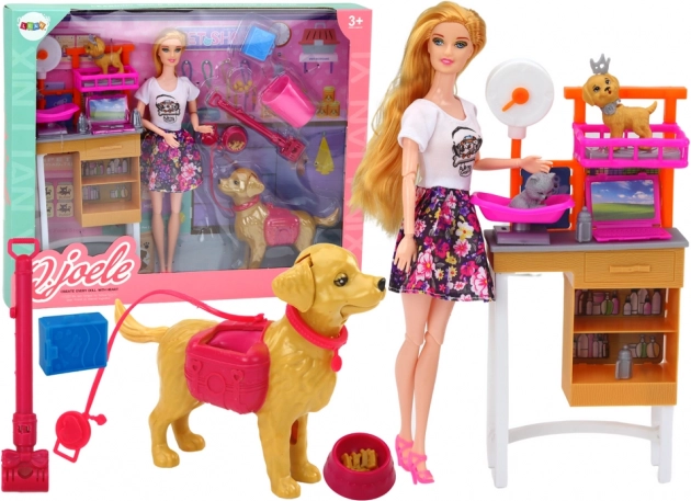 Zážitkový set s panenkou a mazlíčky – veterinární péče a grooming