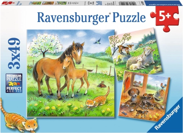 RAVENSBURGER puzzle – zvířecí mazlení, 3×49 dílků