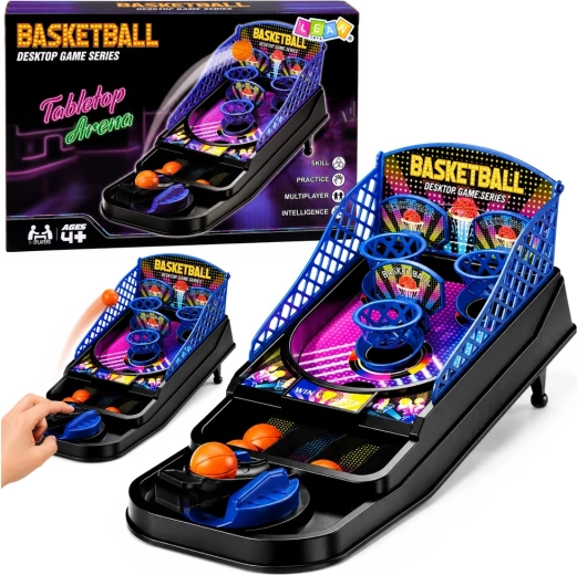 Mini stolní basketbalová arkádová hra se 3 koši a vystřelovačem - 1 kus