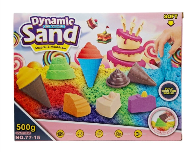 Kinetický písek 500 g s formičkami na dezerty