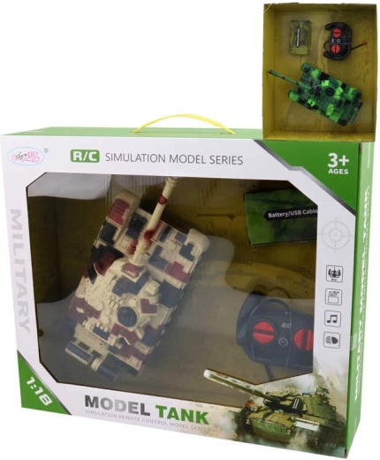 RC tank na dálkové ovládání 27 MHz se světlem a zvukem 1:18