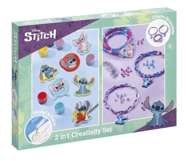 Kreativní sada 2v1 DISNEY STITCH – výroba náramků a malování sádrových figurek