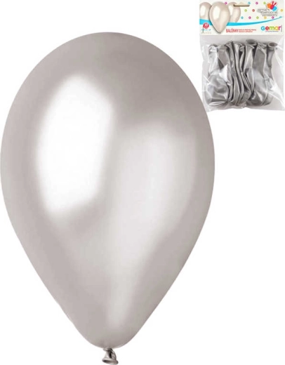 Gemar metalické stříbrné latexové balónky 26 cm - sada 10 ks