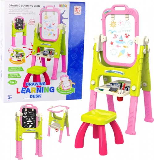 Tabule 5v1 s židličkou víceúčelová růžová