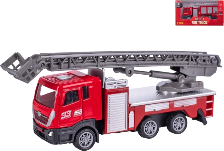 Kovové hasičské auto 12 cm se zpětným chodem