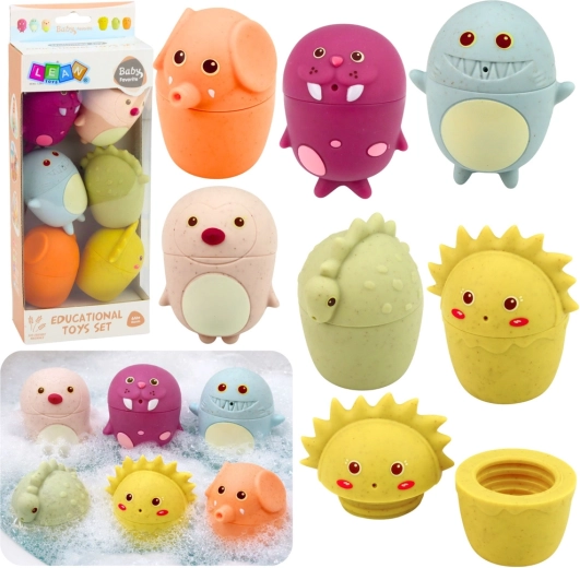 Sada senzorických koupacích hraček – měkké gumové figurky zvířátek, 6 ks