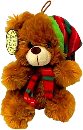 Plyšový medvídek s čepicí a šálou – vánoční motiv