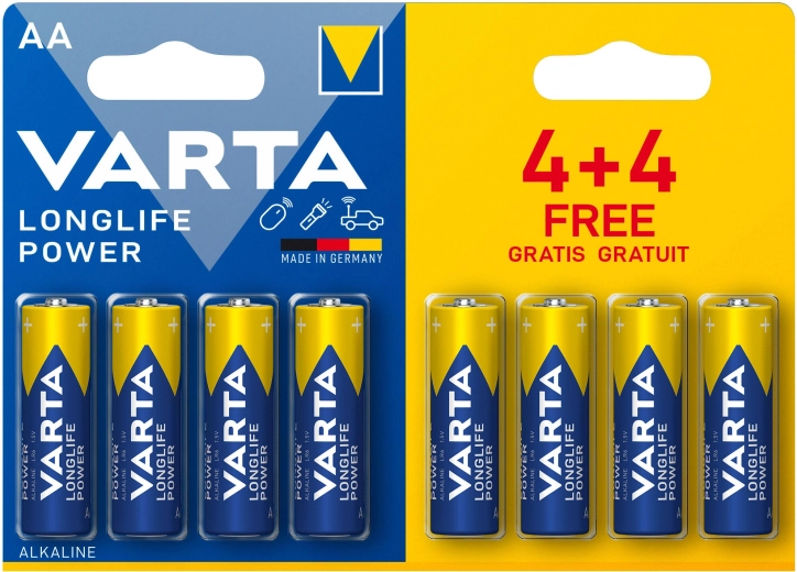 Alkalické baterie AA Longlife Power Varta 8 ks
