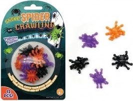 Lepiví silikonoví pavouci 3 cm – sada 12 ks