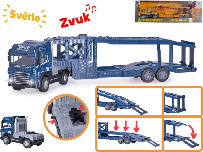 Přepravník aut 1:24 se setrvačníkem, světlem a zvukem – 40 cm