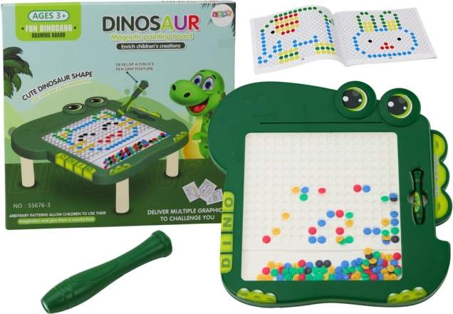 Magnetická tabule edukativní Dinosaurus - Zelená s korálky