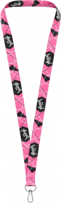Růžový přívěsek na klíče BAAGL – lanyard 45 cm z odolného polyesteru