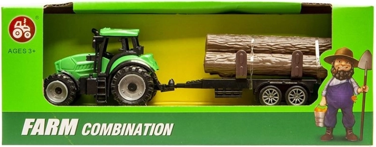 Malý traktor s přívěsem na dřevo - 1 kus