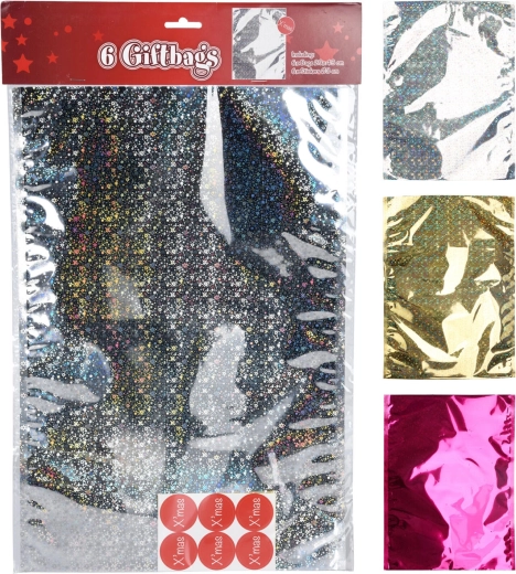Dárkové celofánové sáčky se samolepkami 43 × 29 cm, mix barev (6+6 ks)