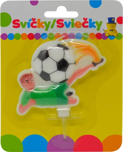 Narozeninová svíčka s fotbalistou s držákem