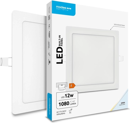 Modee Lighting LED zapuštěný čtvercový panel 12 W studená bílá 1080 lm