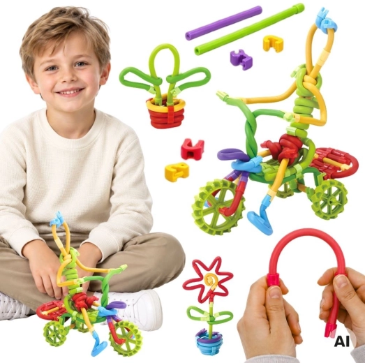 WOOPIE kreativní 3D stavebnice s ohebnými tyčkami, 85 dílků