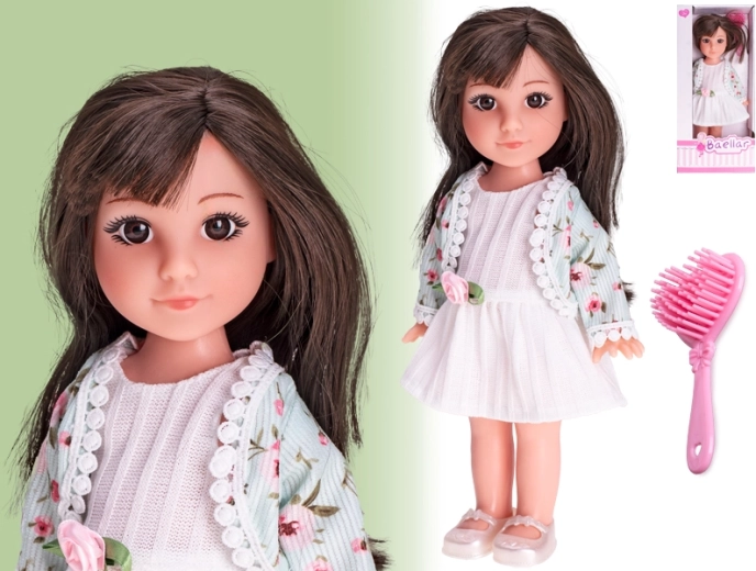 Módní panenka 30 cm s pevným plastovým tělem a hřebenem