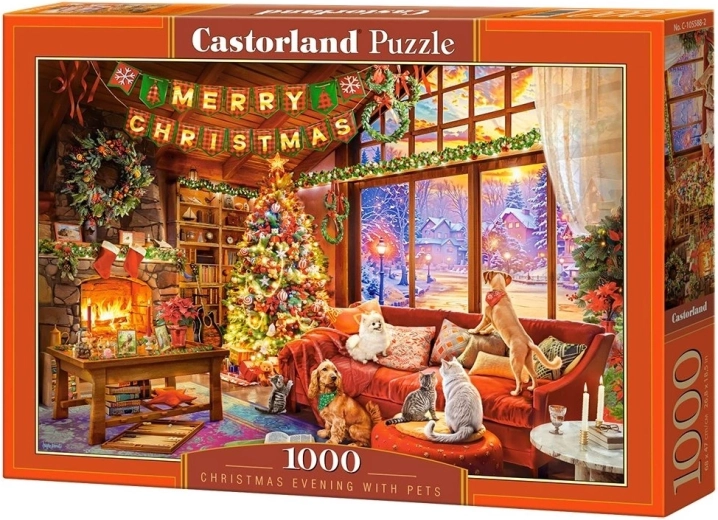 Castorland puzzle štědrý večer s domácími mazlíčky 1000 dílků