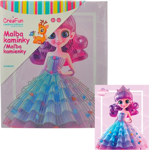 Diamantové malování – duhová panenka 25 × 30 cm