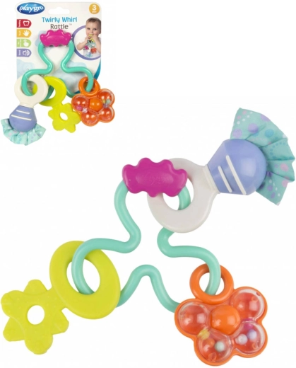 Playgro pastelové chrastítko s kousátky - 1 kus
