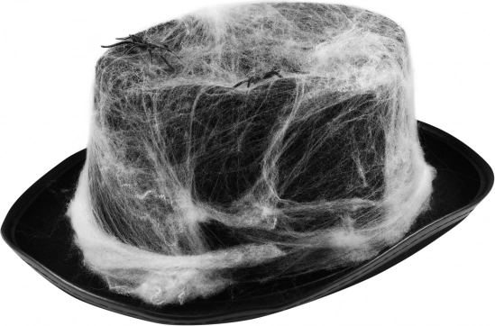 Halloweenský klobouk s pavučinou a pavouky