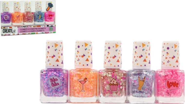 Create It! třpytivý lak na nehty Confetti 5×8 ml