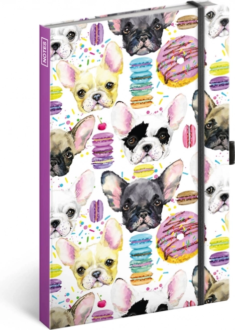 Notique linkovaný zápisník s buldočky 13 × 21 cm