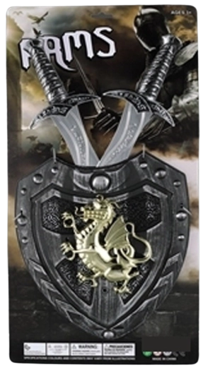 Rytířská zbroj – sada štítu a dvou mečů pro děti