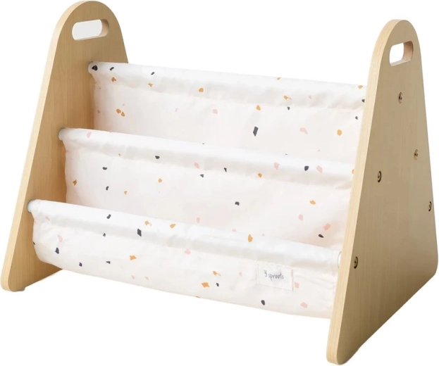 3 Sprouts oboustranný stojan na knížky terrazzo cream