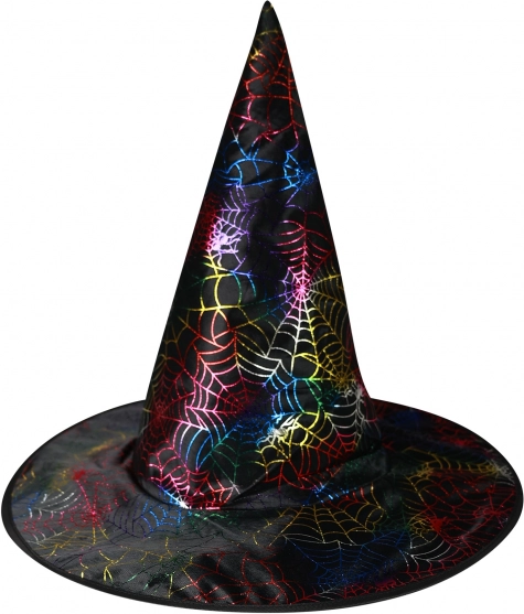 Čarodějnický klobouk s pavučinovým potiskem pro dospělé
