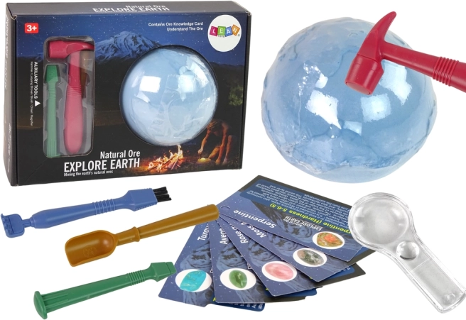 Archeologická sada vykopávky s minerály a vzdělávacími kartičkami