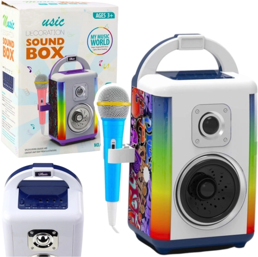 Dětský hudební set Sound Box s mikrofonem, Bluetooth a LED světly