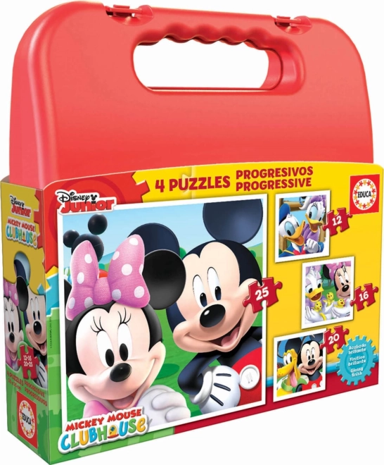 Puzzle v kufříku MICKEY MOUSE a kamarádi 4v1