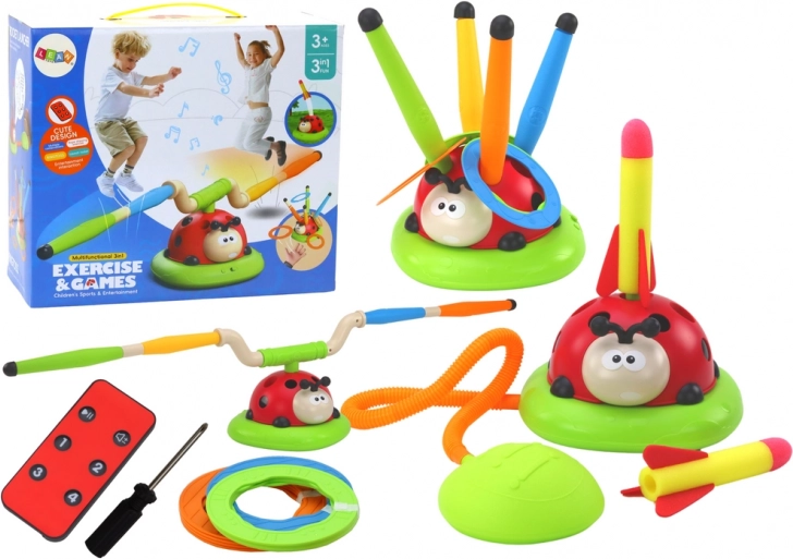 Biedronka 3v1 dětská sportovní hra – skákanka, hod na cíl a raketová vystřelovačka