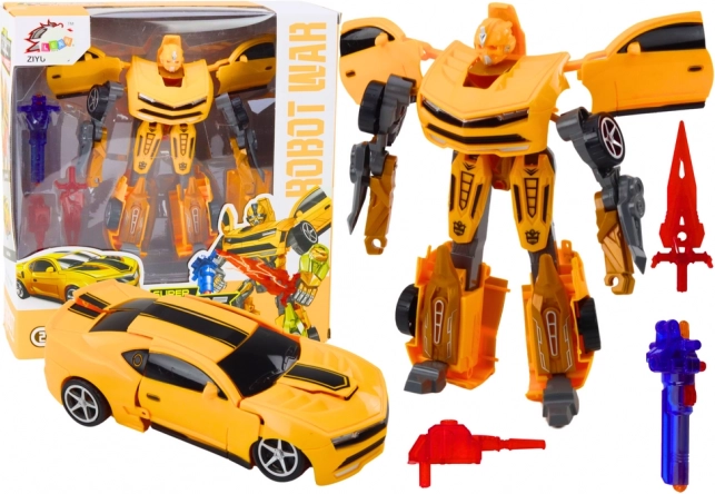 Žlutý transformující robot 2v1 se sportovním vzhledem