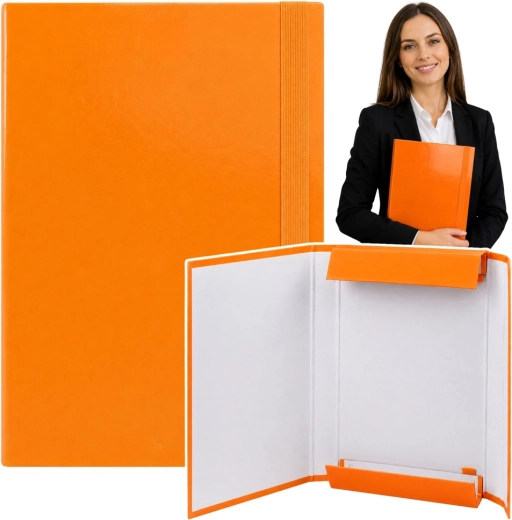 Oranžová křídlová složka na dokumenty A4 s gumičkou, tvrdá - 1 kus
