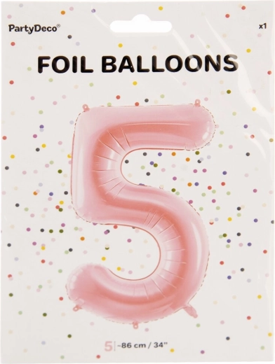 Fóliový balónek číslo 5 růžový 86 cm