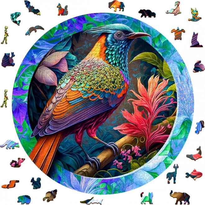 Barevný pták puzzle z dřevěných dílků 505 ks