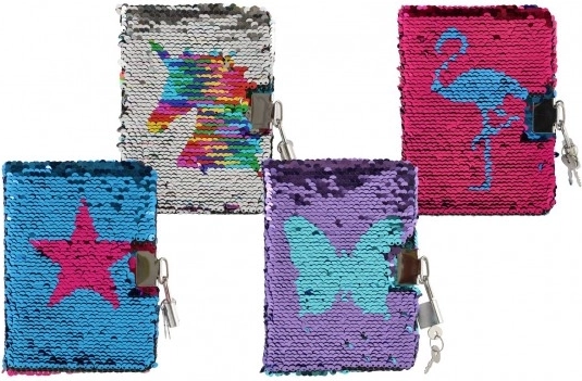 Poznámkový blok s flitry a zámkem TEDDIES