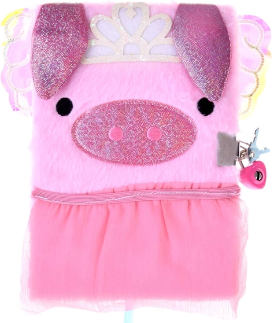 Růžový tajný deník se zámkem ve tvaru prasátka